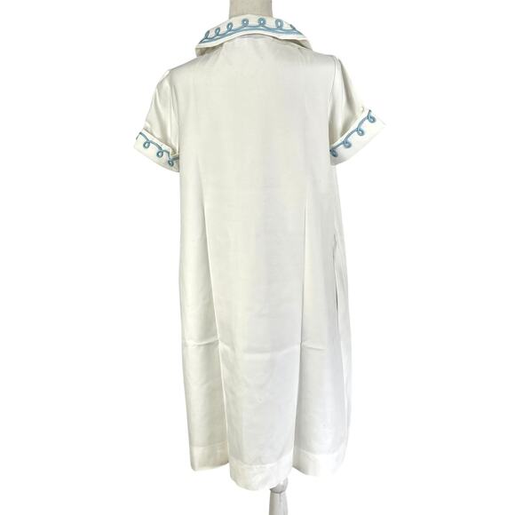 Vintage 80s Dress Dorian Peter Pan Collar White Aline Uniform Fairy Kei - Picture 8 of 8